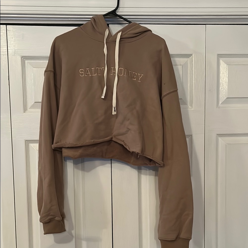 Salty Honey Brown Cropped Hoodie